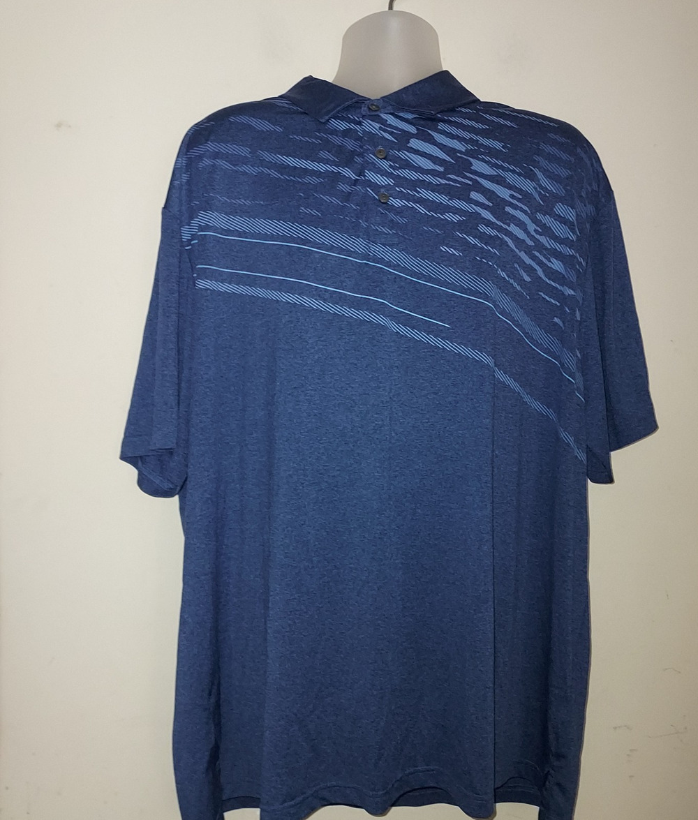 Ben Hogan Men's Golf Polo 3XL Short Sleeve Shirt Performance Blue Pattern